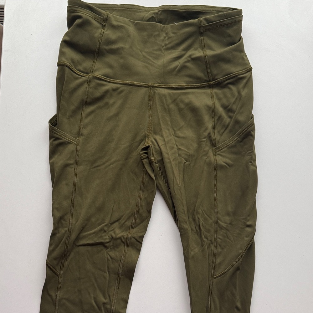 Olive Green High-Waisted Leggings